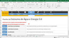 Load image into Gallery viewer, Planilha de Consumo de Água e Energia em Dashboard
